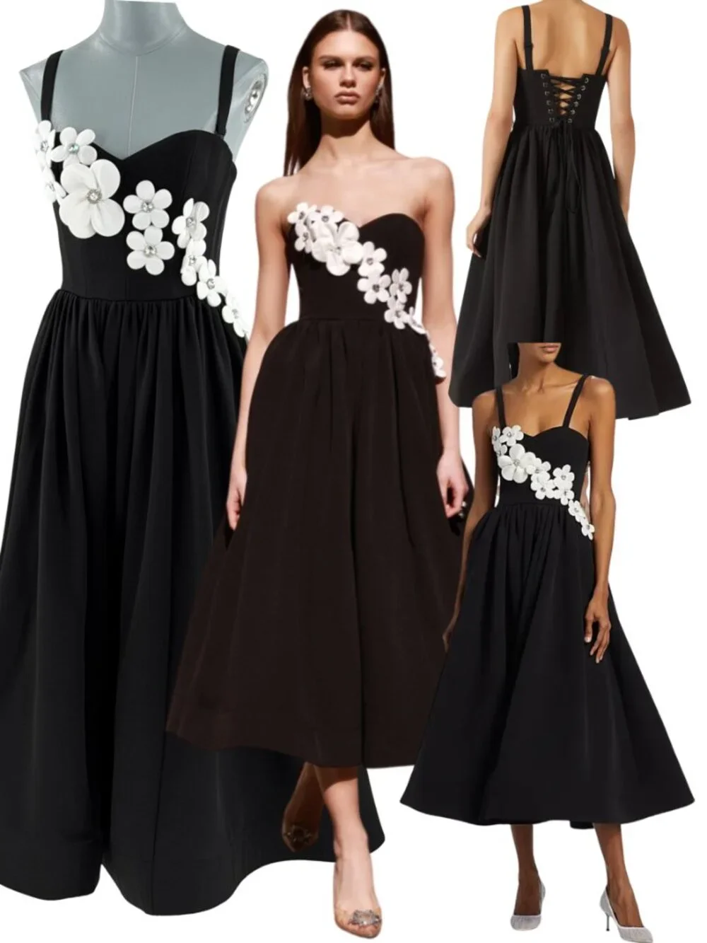BRONX & BANCO NWOT Inara Floral Midi Dress, Black & White - Sz M US 6 BRONX & BANCO NWOT Inara Floral Midi Dress, Black & White - Sz M US 6